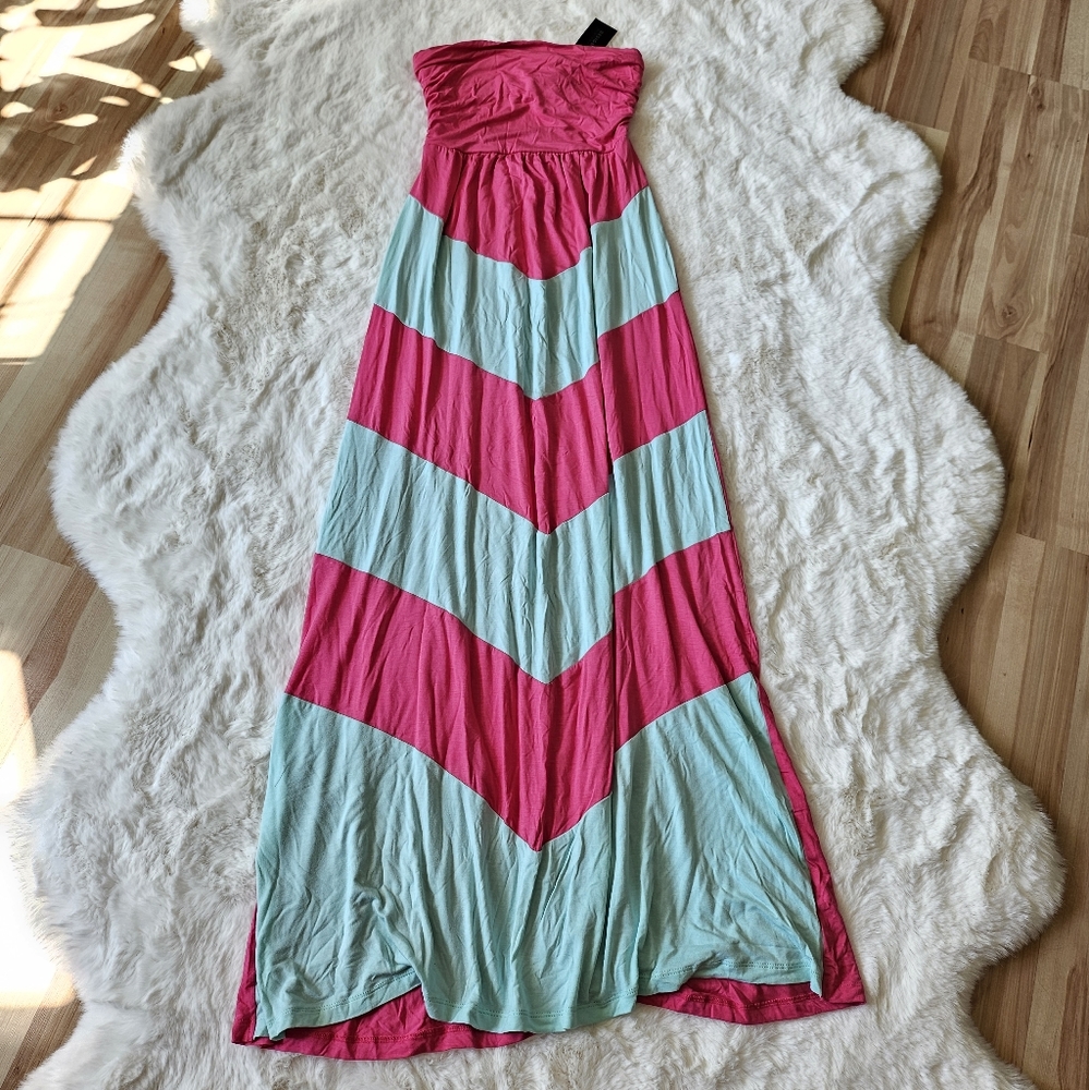 Set of 3 Strapless Striped Maxi Dresses - Picture 2 of 12